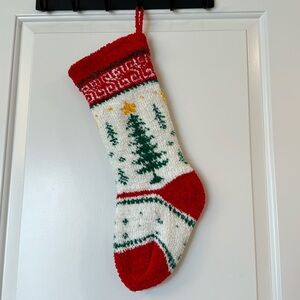 VINTAGE KNIT CHRISTMAS STOCKING CHRISTMAS TREE WITH HOOK - HOMEMADE
